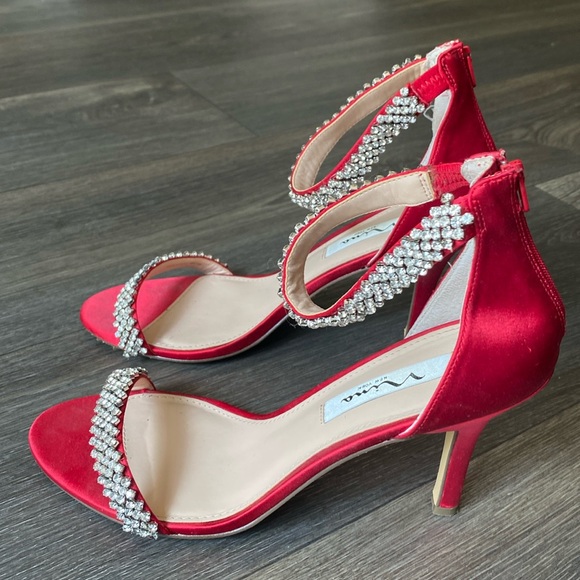 Red Stiletto Heeled Sandal 9M - Picture 3 of 15